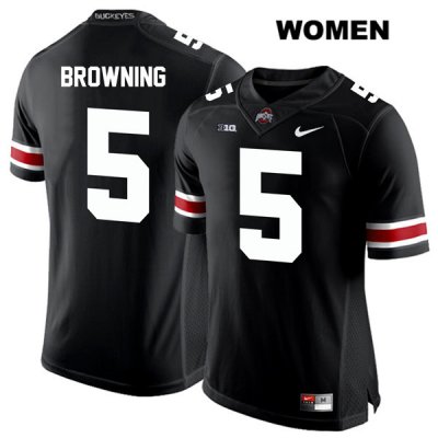 Women's NCAA Ohio State Buckeyes Baron Browning #5 College Stitched Authentic Nike White Number Black Football Jersey JG20V43MU